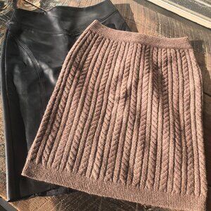 Two Express Pencil Skirts- Black Leather and Brown Wool blend
